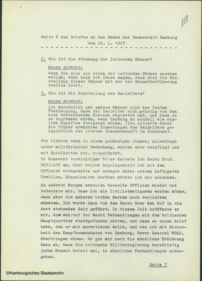 Albert Schäfer über die Kapitulationsverhandlungen - Teil sechs