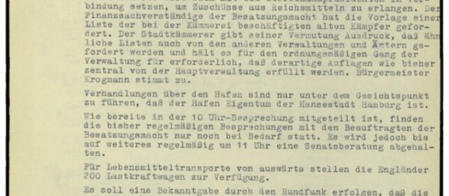 Protokoll der Senatssitzung vom 7. Mai 1945