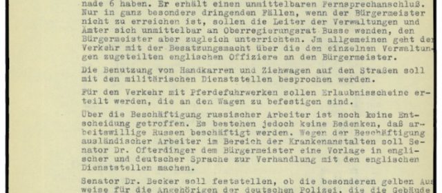 Protokoll der Senatssitzung vom 8. Mai 1945